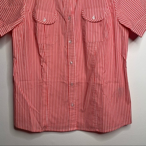 Talbots Red & White Stripe Button Up Short Sleeve - Picture 4 of 7